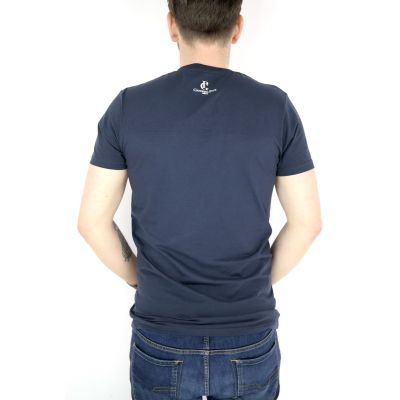 GIOVANNI PERA T-shirt męski serek granat puzzle TGP20 | Sklep GriShop.eu | Koszulki