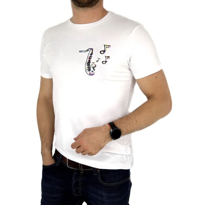 GIOVANNI PERA T-shirt męski biały jazz TGP24 | Grishop | Koszulki