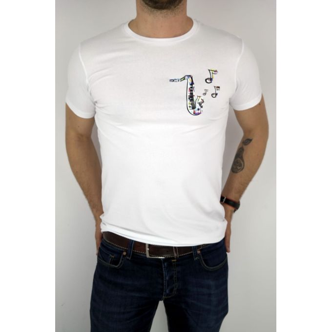 GIOVANNI PERA T-shirt męski biały jazz TGP24 | Grishop | Koszulki