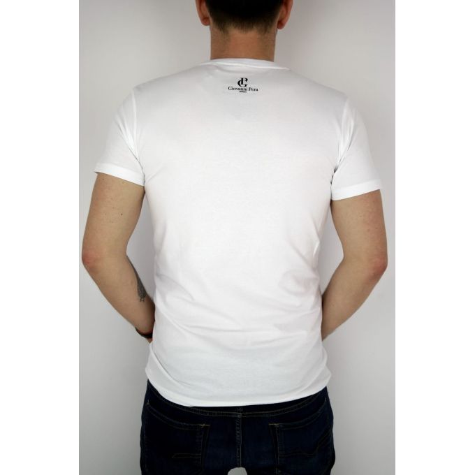 GIOVANNI PERA T-shirt męski biały jazz TGP24 | Grishop | Koszulki