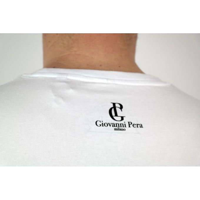 GIOVANNI PERA T-shirt męski biały jazz TGP24 | Grishop | Koszulki