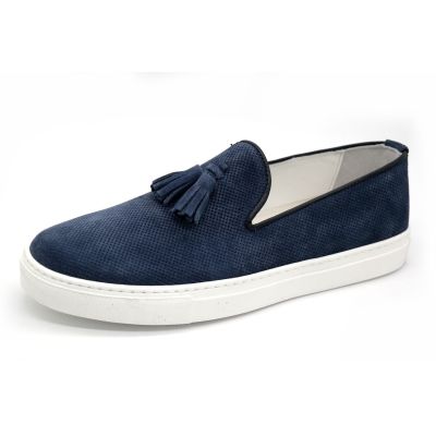 MADE IN ITALY Buty męskie wsuwane niebieskie | Grishop | Obuwie