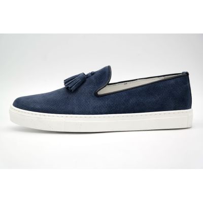MADE IN ITALY Buty męskie wsuwane niebieskie | Grishop | Obuwie