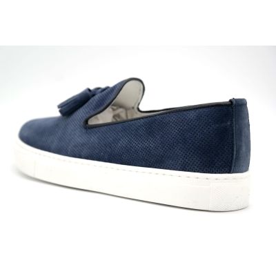 MADE IN ITALY Buty męskie wsuwane niebieskie | Grishop | Obuwie