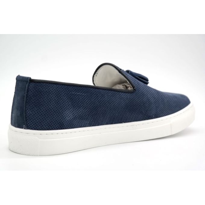MADE IN ITALY Buty męskie wsuwane niebieskie | Grishop | Obuwie