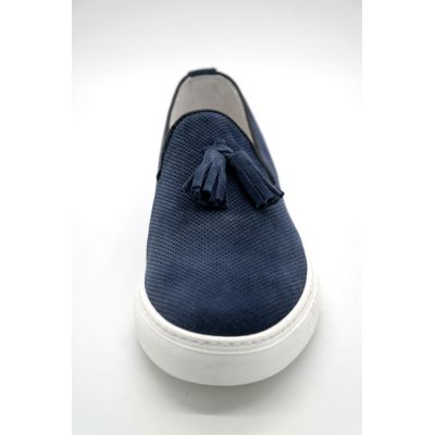 MADE IN ITALY Buty męskie wsuwane niebieskie | Grishop | Obuwie
