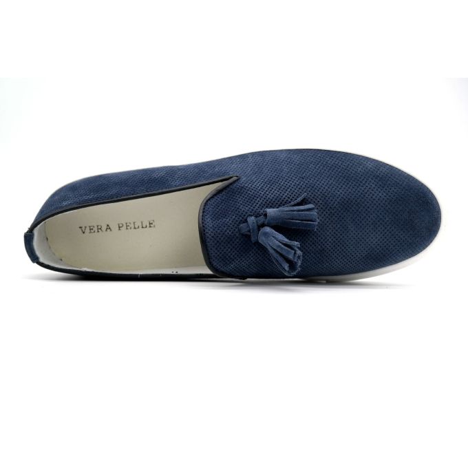 MADE IN ITALY Buty męskie wsuwane niebieskie | Grishop | Obuwie