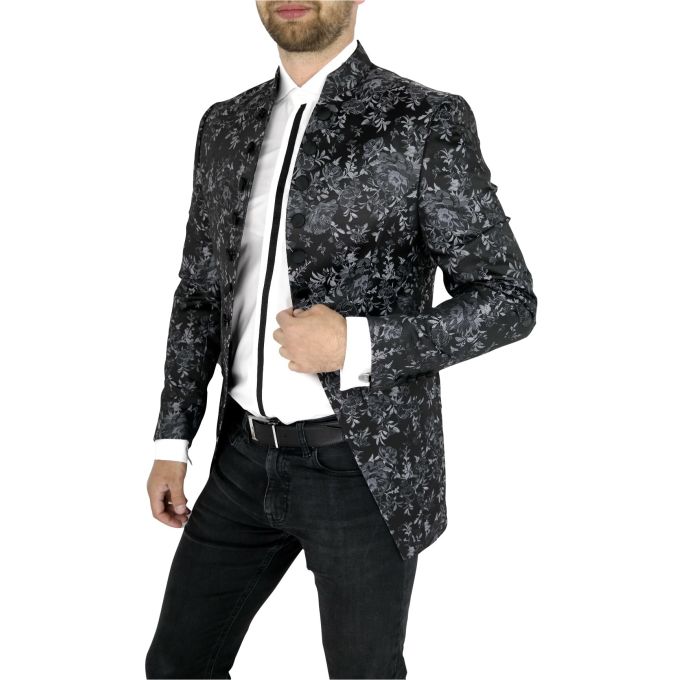 GIOVANNI PERA marynarka męska kwiaty róże srebrne MGP2 | Sklep GriShop.eu | Marynarki