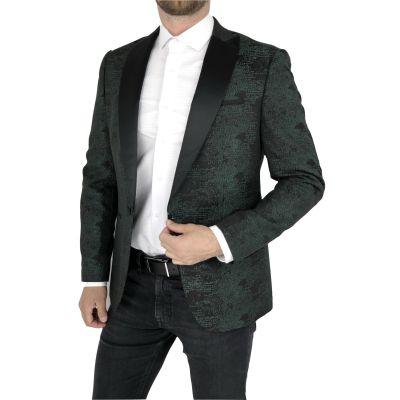 Marynarka męska czarna zielony wzór MGP3 | Sklep GriShop.eu | Marynarki