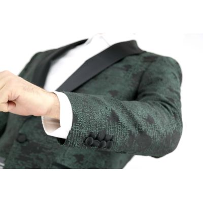 Marynarka męska czarna zielony wzór MGP3 | Sklep GriShop.eu | Marynarki