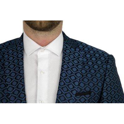 Marynarka męska czarna niebieski wzór MGP4 | Sklep GriShop.eu | Marynarki