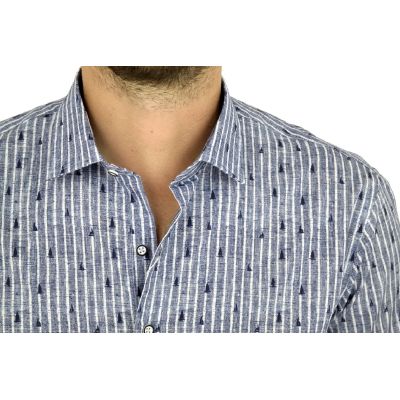 MCQUEEN Koszula męska MC033 prążki niebieska | Sklep GriShop.eu | Koszule