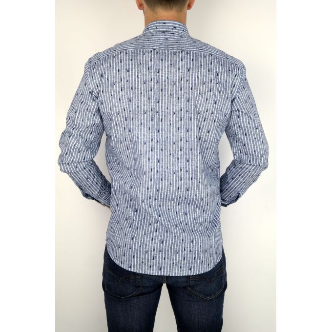 MCQUEEN Koszula męska MC033 prążki niebieska | Sklep GriShop.eu | Koszule