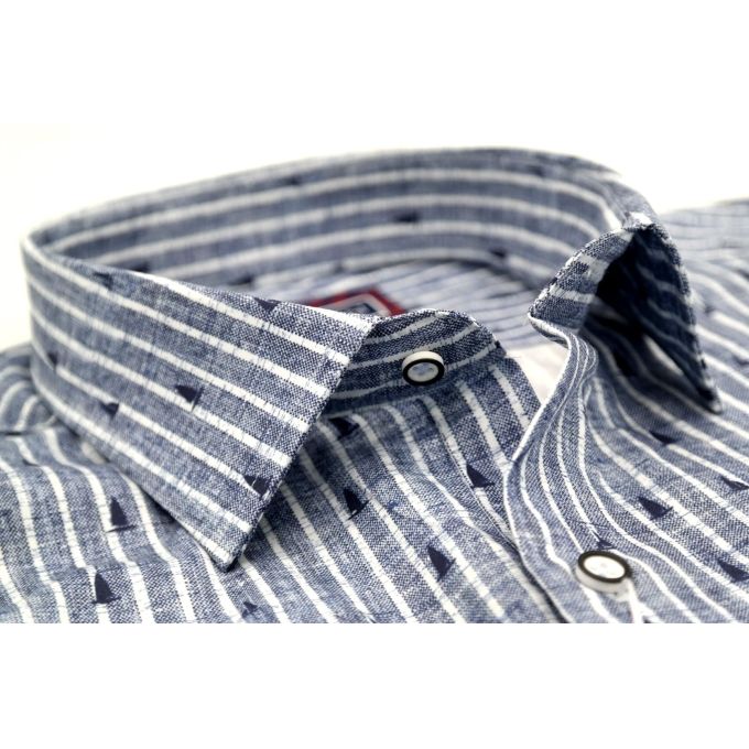 MCQUEEN Koszula męska MC033 prążki niebieska | Sklep GriShop.eu | Koszule