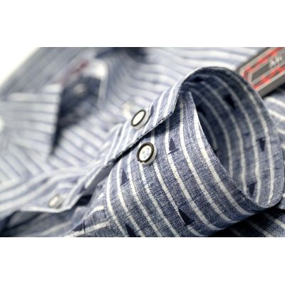 MCQUEEN Koszula męska MC033 prążki niebieska | Sklep GriShop.eu | Koszule