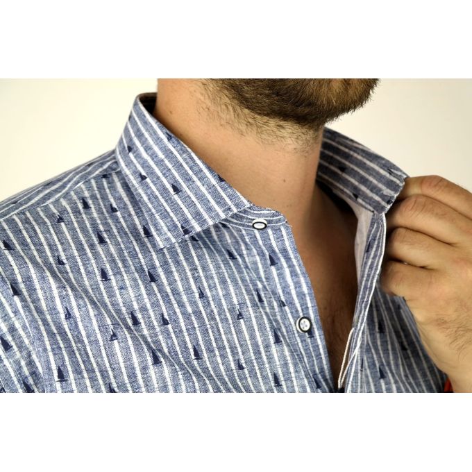 MCQUEEN Koszula męska MC033 prążki niebieska | Sklep GriShop.eu | Koszule