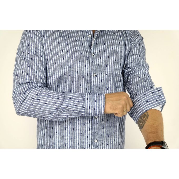 MCQUEEN Koszula męska MC033 prążki niebieska | Sklep GriShop.eu | Koszule