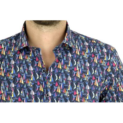 MCQUEEN Koszula męska MC035 żaglówki granat | Sklep GriShop.eu | Koszule