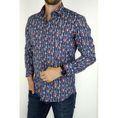 MCQUEEN Koszula męska MC035 żaglówki granat | Sklep GriShop.eu | Koszule
