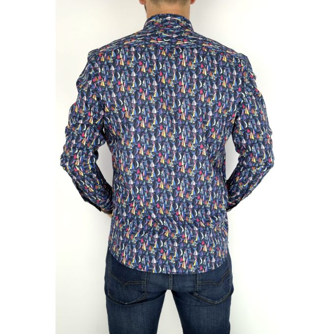 MCQUEEN Koszula męska MC035 żaglówki granat | Sklep GriShop.eu | Koszule