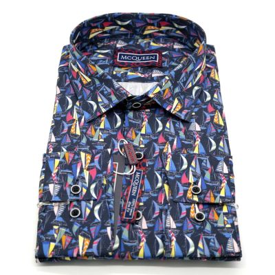 MCQUEEN Koszula męska MC035 żaglówki granat | Sklep GriShop.eu | Koszule