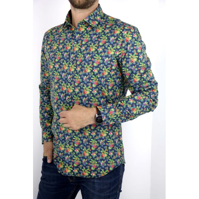 MCQUEEN Koszula męska MC037 granat tropikalna | Sklep GriShop.eu | Koszule