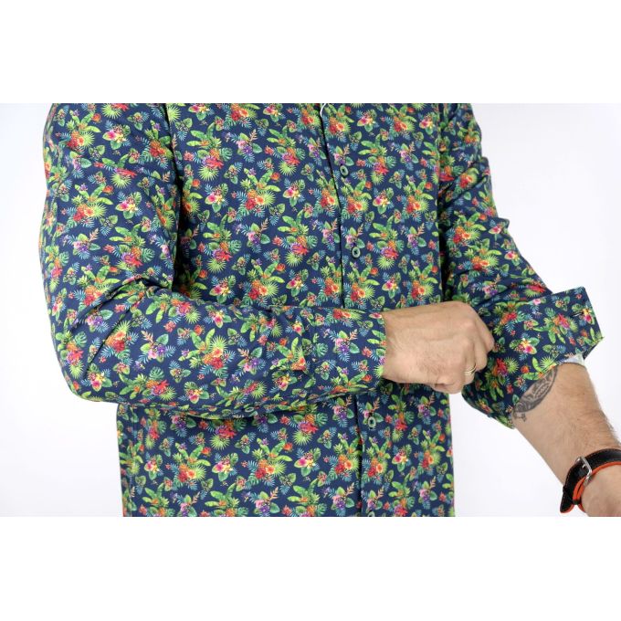 MCQUEEN Koszula męska MC037 granat tropikalna | Sklep GriShop.eu | Koszule