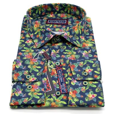 MCQUEEN Koszula męska MC037 granat tropikalna | Sklep GriShop.eu | Koszule