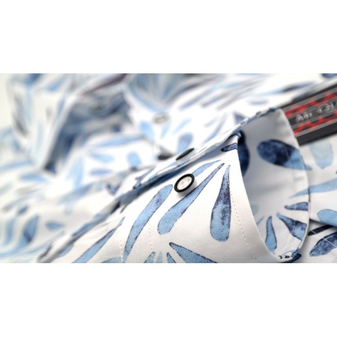 MCQUEEN Koszula męska MC039 biała błękit wzór | Sklep GriShop.eu | Koszule