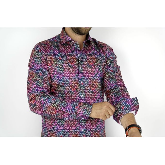 MCQUEEN Koszula męska MC040 plecionka kolorowa | Sklep GriShop.eu | Koszule