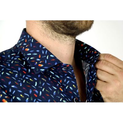 MCQUEEN Koszula męska MC042 granat pióra | Sklep GriShop.eu | Koszule