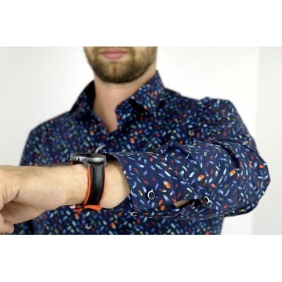 MCQUEEN Koszula męska MC042 granat pióra | Sklep GriShop.eu | Koszule