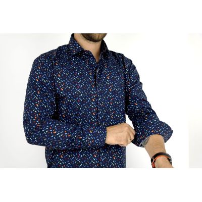 MCQUEEN Koszula męska MC042 granat pióra | Sklep GriShop.eu | Koszule