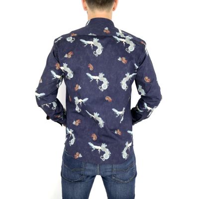 MCQUEEN Koszula męska MC046 granat jaszczurka | Sklep GriShop.eu | Koszule