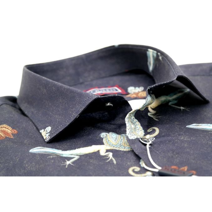 MCQUEEN Koszula męska MC046 granat jaszczurka | Sklep GriShop.eu | Koszule