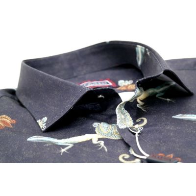 MCQUEEN Koszula męska MC046 granat jaszczurka | Sklep GriShop.eu | Koszule