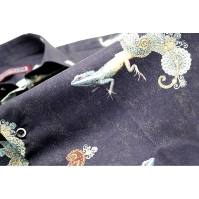 MCQUEEN Koszula męska MC046 granat jaszczurka | Sklep GriShop.eu | Koszule