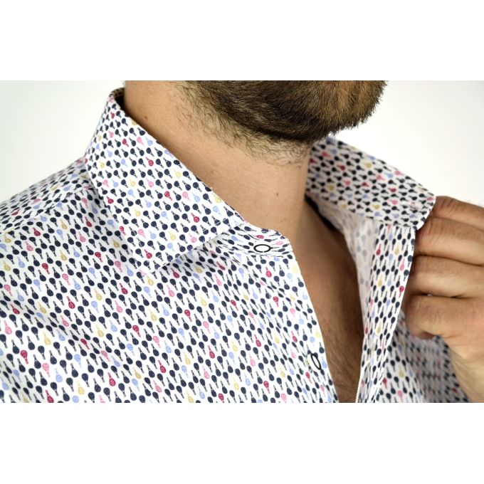 MCQUEEN Koszula męska MC047 biała paletki | Sklep GriShop.eu | Koszule