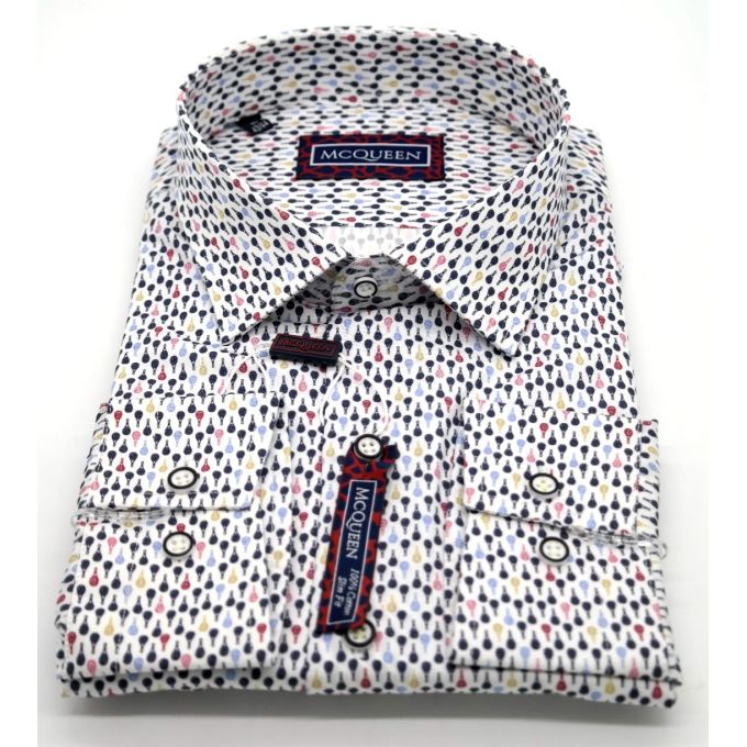 MCQUEEN Koszula męska MC047 biała paletki | Sklep GriShop.eu | Koszule