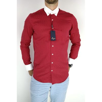 DANIEL BESSI Koszula męska fb390 czerwono-biała kropki | Sklep GriShop.eu | Koszule
