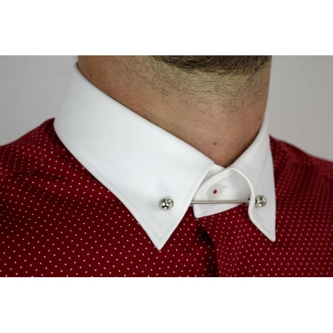 DANIEL BESSI Koszula męska fb390 czerwono-biała kropki | Sklep GriShop.eu | Koszule