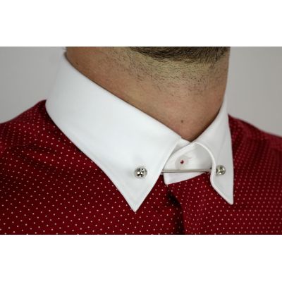 DANIEL BESSI Koszula męska fb390 czerwono-biała kropki | Sklep GriShop.eu | Koszule