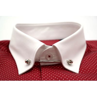 DANIEL BESSI Koszula męska fb390 czerwono-biała kropki | Sklep GriShop.eu | Koszule