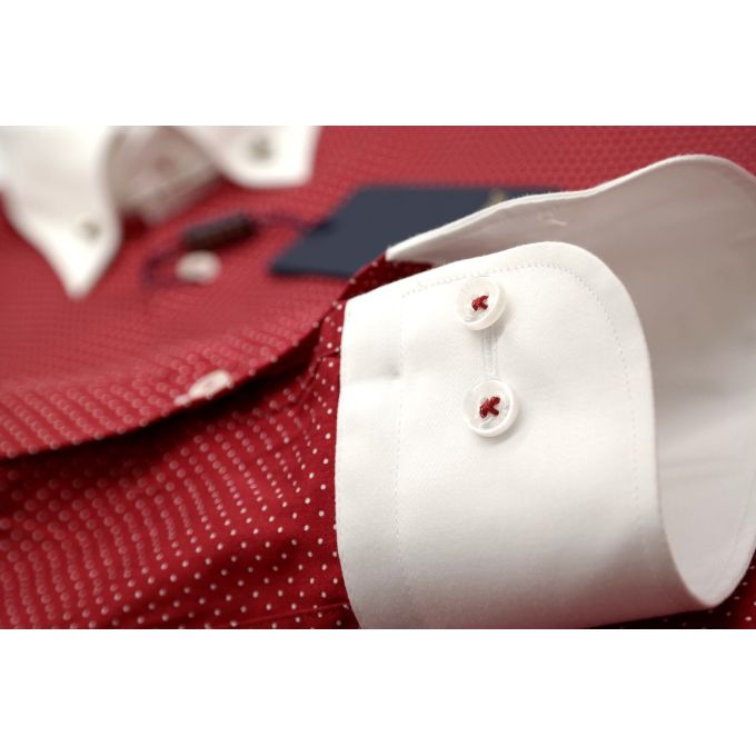 DANIEL BESSI Koszula męska fb390 czerwono-biała kropki | Sklep GriShop.eu | Koszule