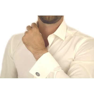 DANIEL BESSI Koszula męska na spinki krem fb018 | Sklep GriShop.eu | Koszule