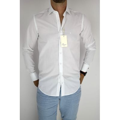 DANIEL BESSI Koszula męska na spinki biała fb002 | Sklep GriShop.eu | Koszule