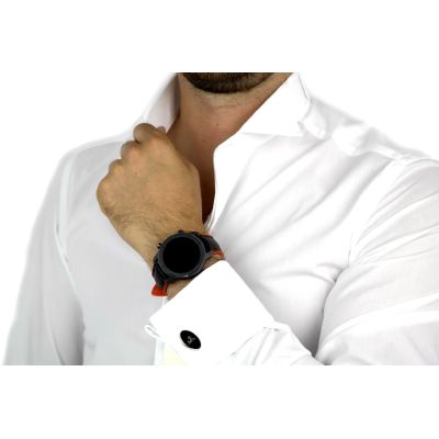 DANIEL BESSI Koszula męska na spinki biała kryte guziki fb002k | Sklep GriShop.eu | Koszule