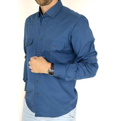 DANIEL BESSI Koszula męska fb836 morski napy | Sklep GriShop.eu | Koszule