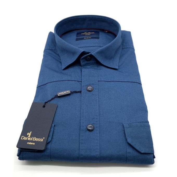DANIEL BESSI Koszula męska fb836 morski napy | Sklep GriShop.eu | Koszule