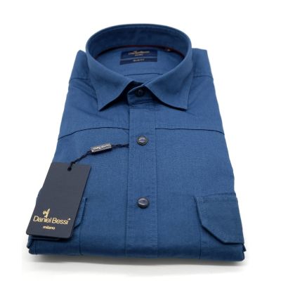 DANIEL BESSI Koszula męska fb836 morski napy | Sklep GriShop.eu | Koszule